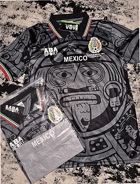 ABA Sport Mexico Copa Mundial FIFA Francia 98 Soccer Jersey Black/Gray