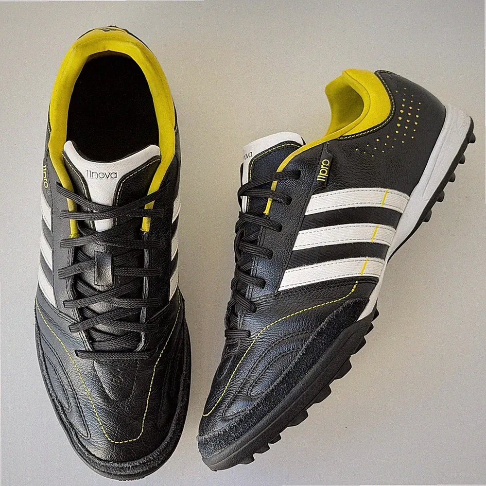 Adidas 11nova 11pro Turf Soccer Cleats Mens 11.5 Black Yellow Leather Training