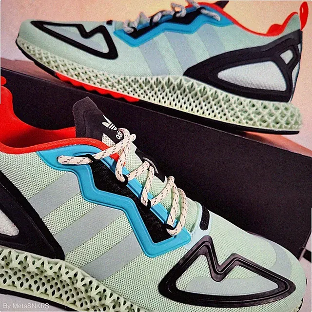 Adidas 4D US 9.5 Men's Green Black Blue Orange 3D Rare Retro ZX 2K FV8500 NIB