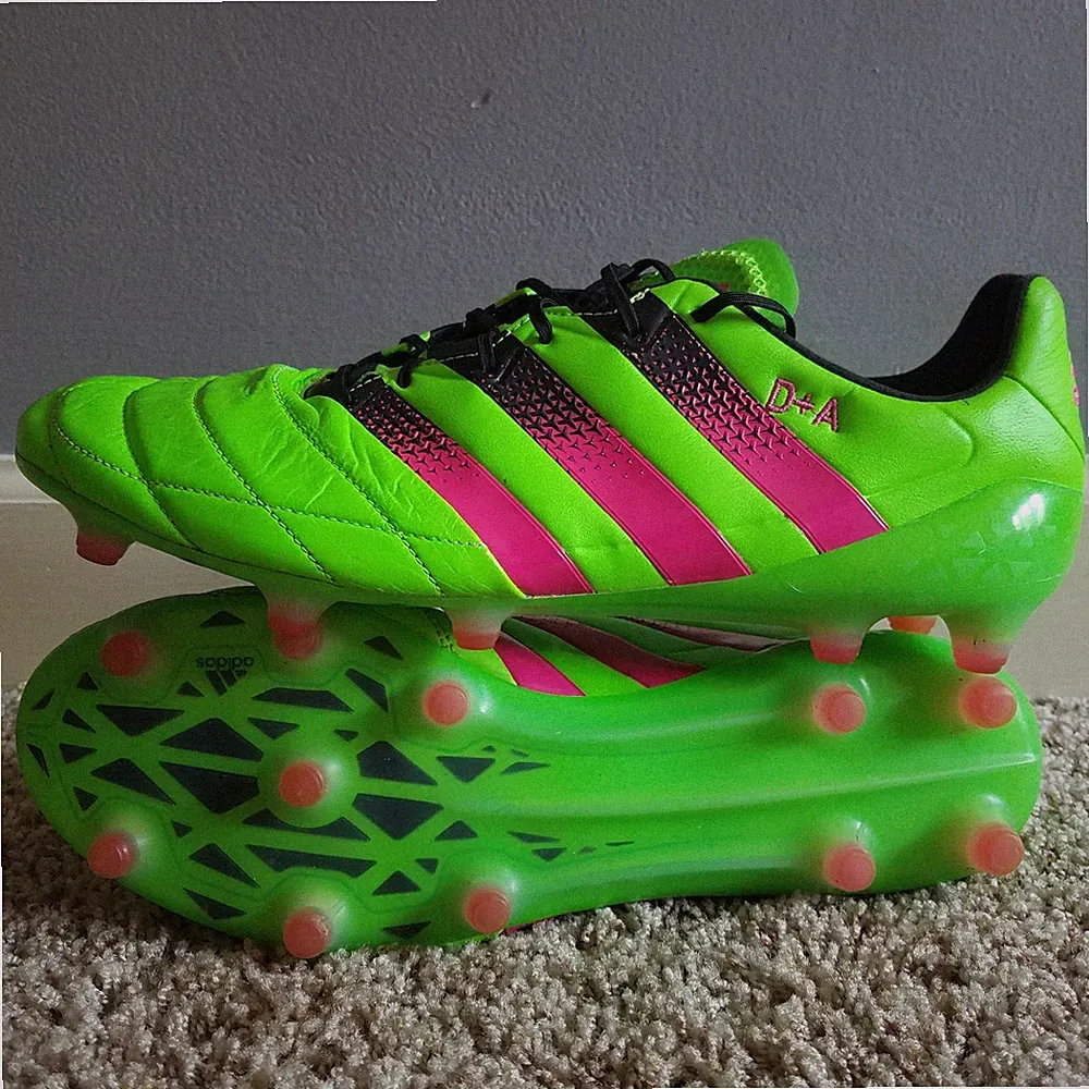 Adidas Ace 16.1 Leather FG AG Lime Green Pink Mens Size 10.5 Soccer Cleats