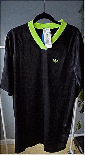 adidas Adicolor Soccer Jacquard Oversize Dress Black Green KB8152 NWT