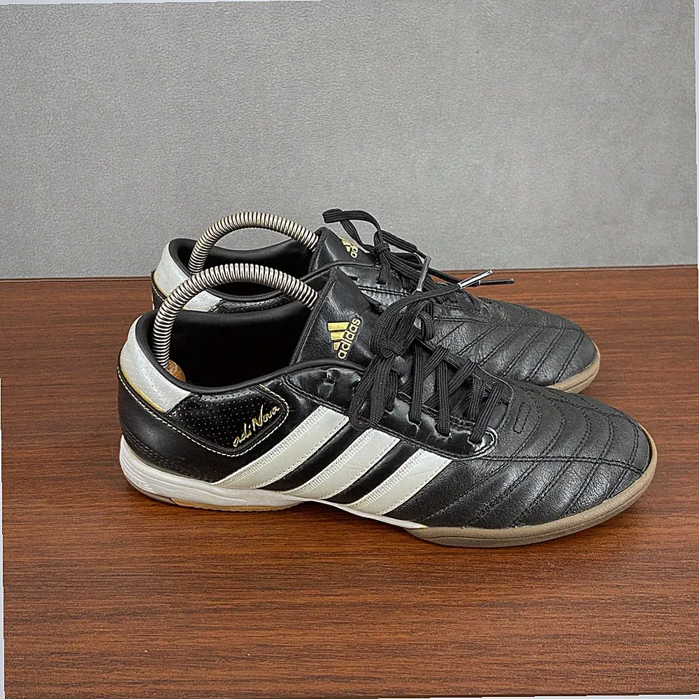 Adidas Adinova II G14352 Mens US 8.5 Indoor Soccer Shoes Black Leather Sneaker