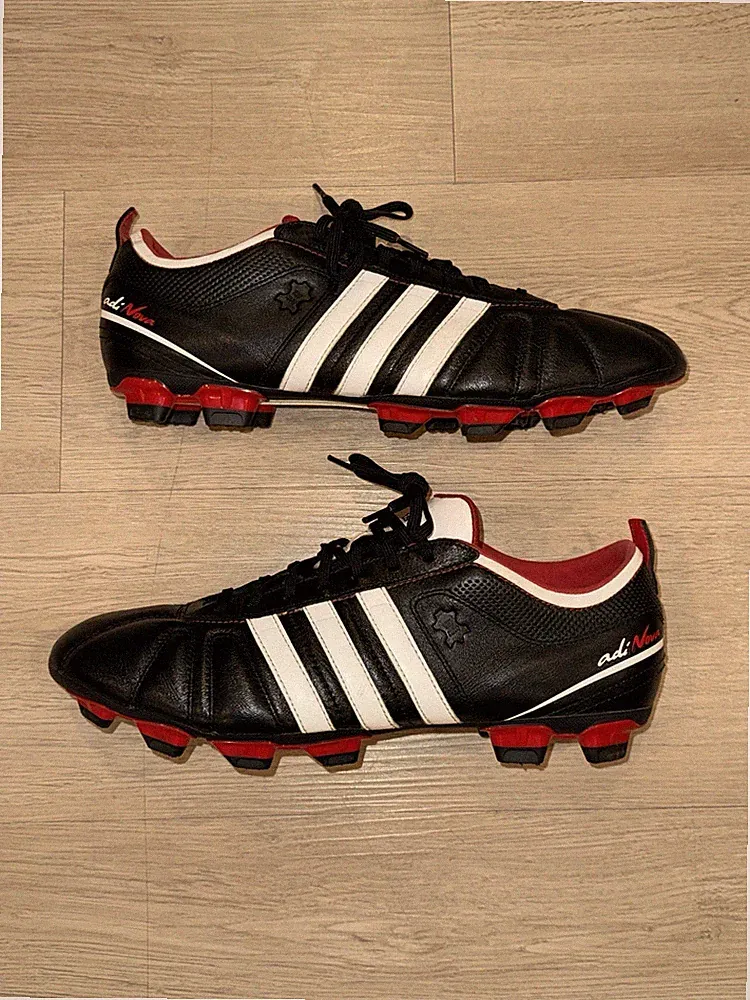 Adidas adiNova Soccer Cleats US 12 Black Red Leather FG Excellent Condition Rare