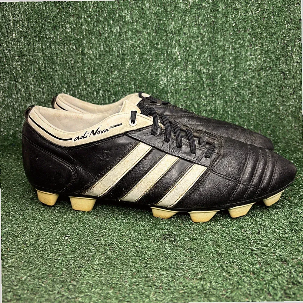 Adidas adiNova Traxion FG Leather Soccer Cleats Vintage Shoes Black Mens Size 11