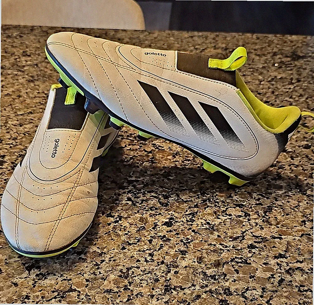 adidas adiPURE 11pro Leather Soccer Cleats Beige/Black/Neon Yellow US 6
