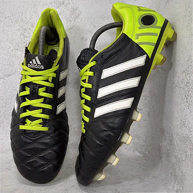 Adidas Adipure 11Pro TRX FG Black Neon Leather Soccer Cleats US 10.5 UK 10
