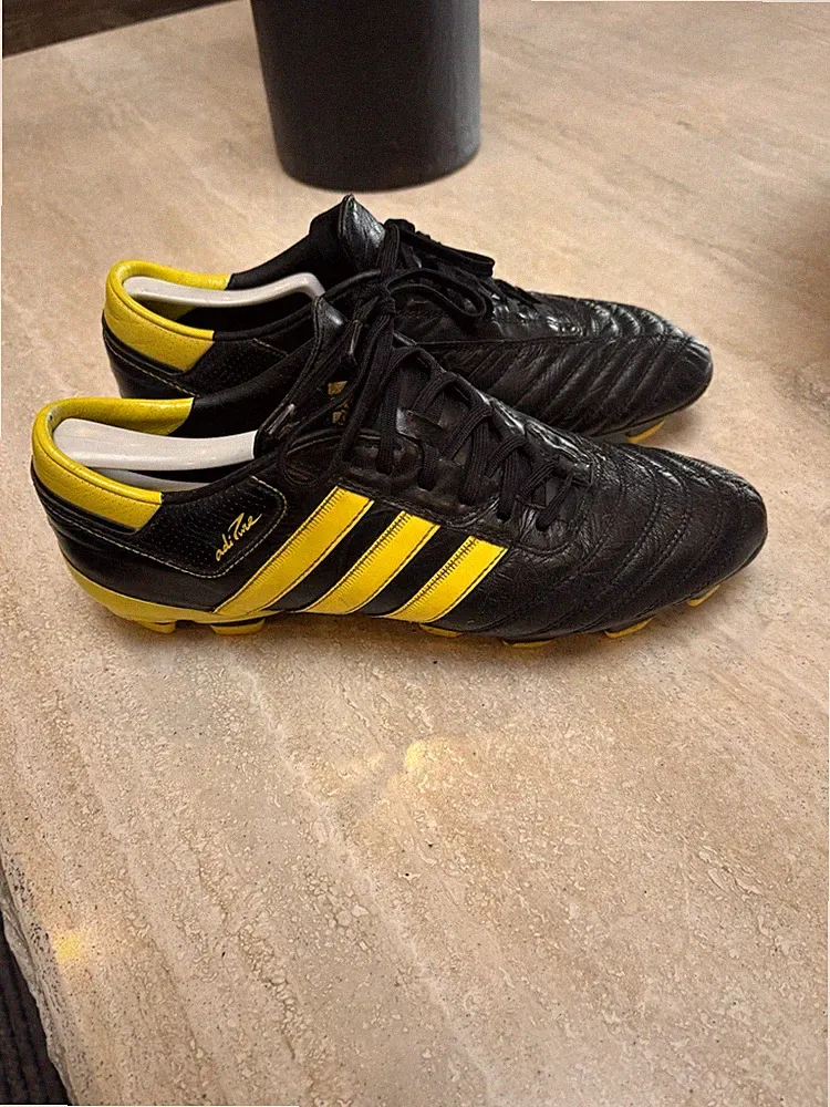 Adidas adiPure III FG Soccer Cleats Black & Yellow Leather Elite USA Mens 10