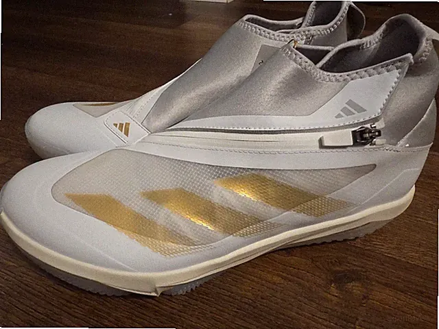 Adidas Adizero Impact+ Turf Baseball Cloud White Gold Metallic IF8497 Men 14
