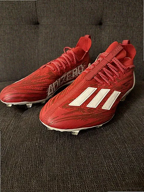 Adidas Adizero Primeknit Football Cleats Mens 13 Shoes Red White Mid Sneakers