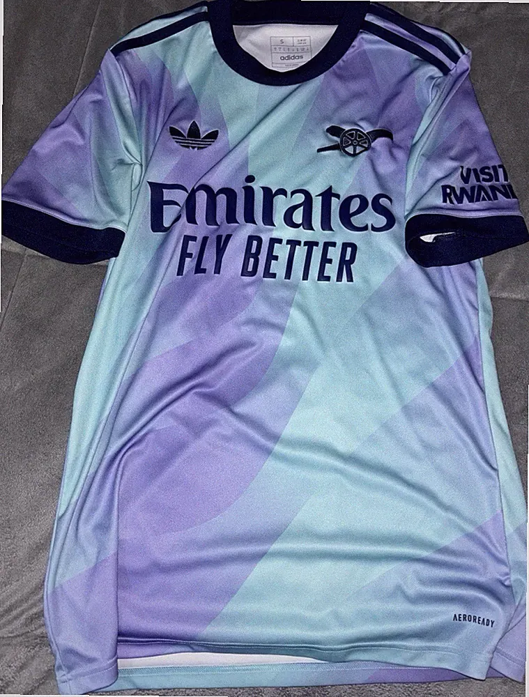 adidas Arsenal Purple/Blue Soccer Jersey Emirates Fly Better Size S