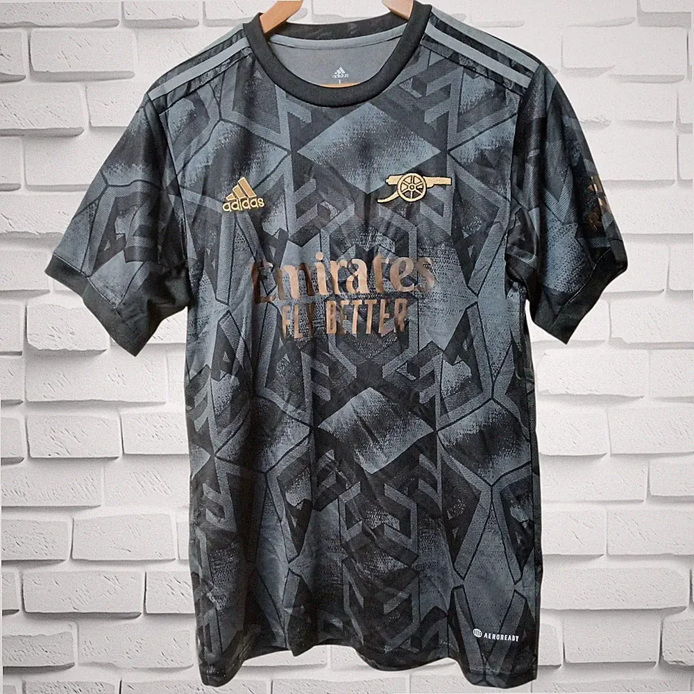 adidas Arsenal Soccer Jersey, Size Large, Black/Gray Polyester