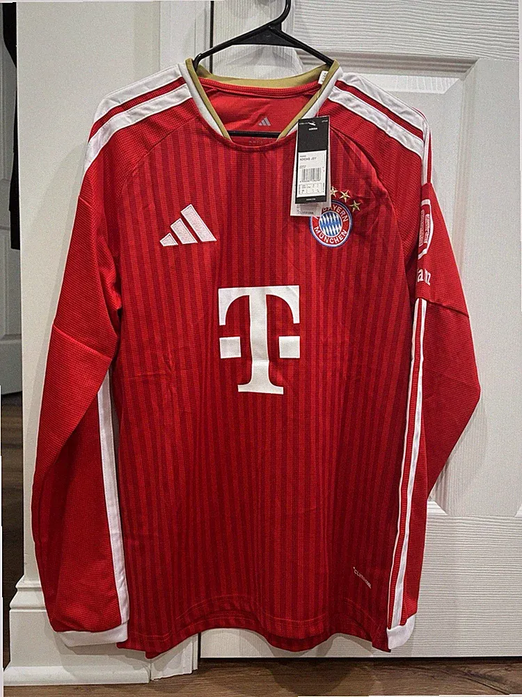 adidas Bayern Munich Harry Kane #9 Long Sleeve Red Soccer Jersey Men's L
