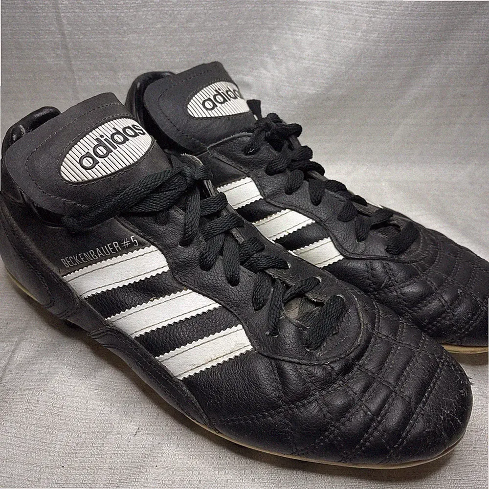 Adidas Beckenbauer #5 Vintage Soccer Cleats Mens 7 Black White Leather Studded