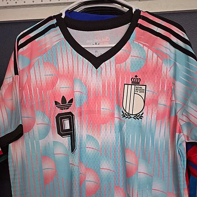 adidas Belgium Soccer Jersey R. Lukaku #9 Pink Blue Black Unisex Adult XL
