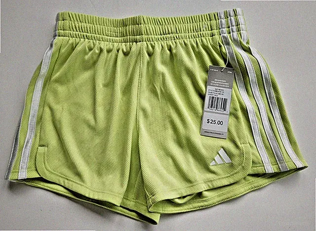 Adidas Big Girl's M 10/12 Pulse Lime 3 Stripe Athletic Soccer Shorts
