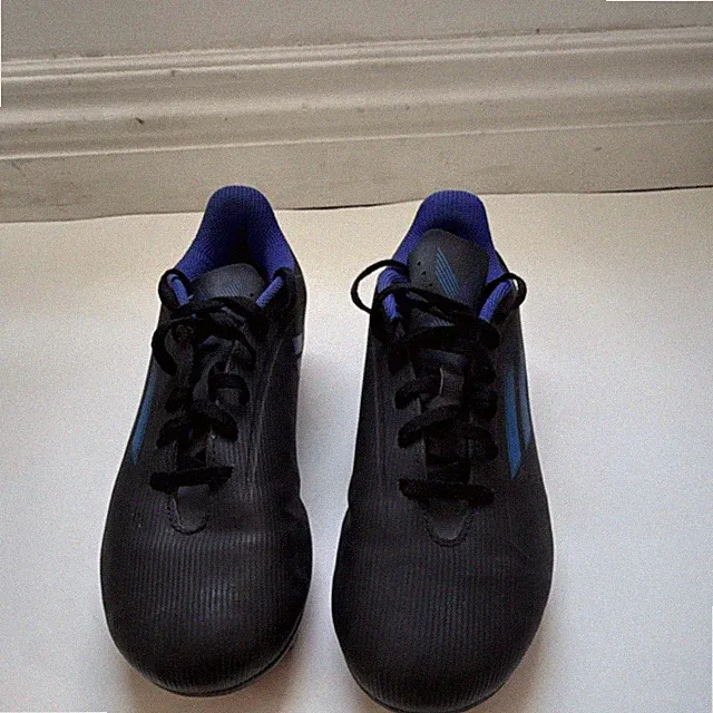 adidas Black Blue Red Soccer Cleats Plastic Low Top Lace Up Synthetic Men's