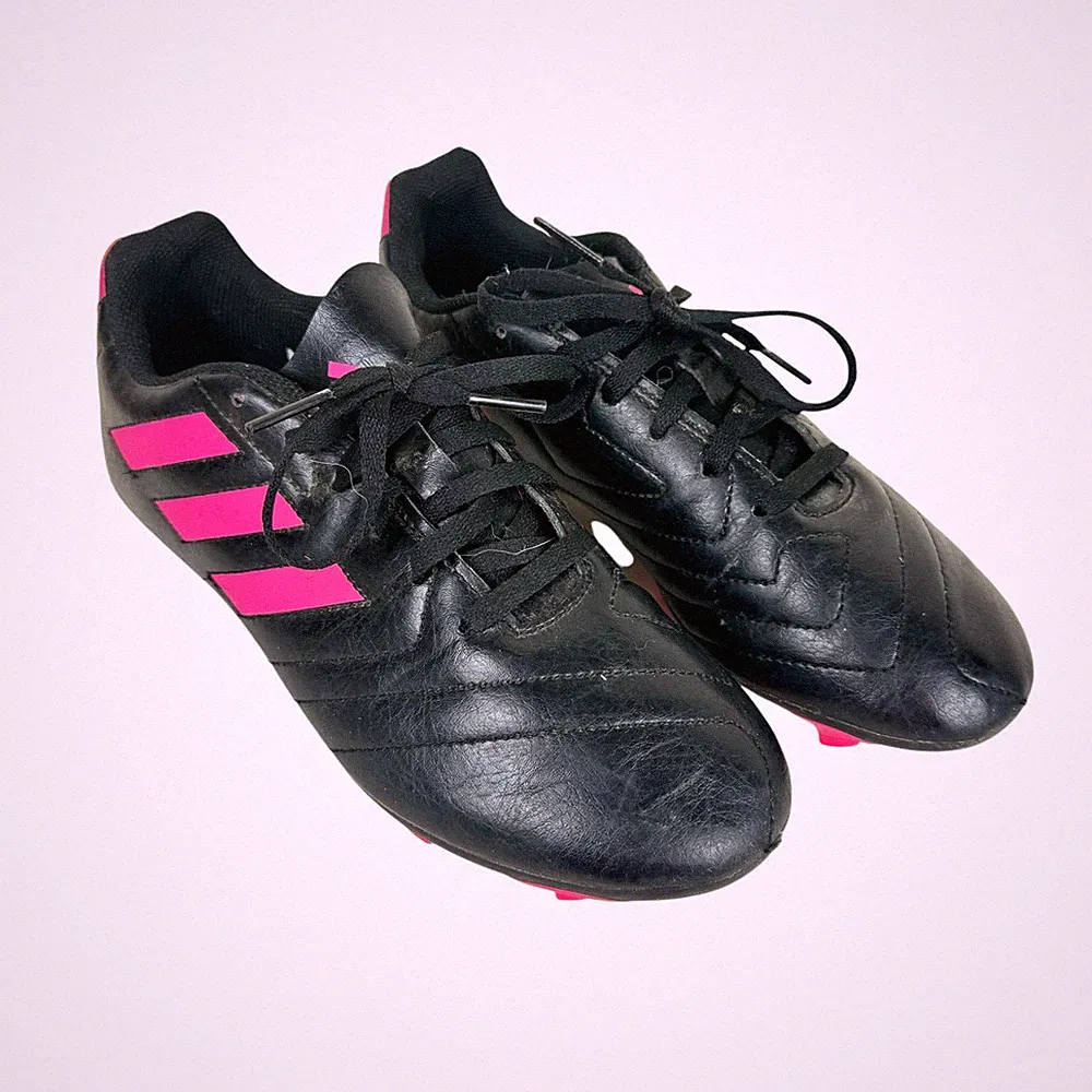Adidas Black Pink 3 Stripe Goletto VII FG Lace Up Rubber Soccer Cleats Men's 5