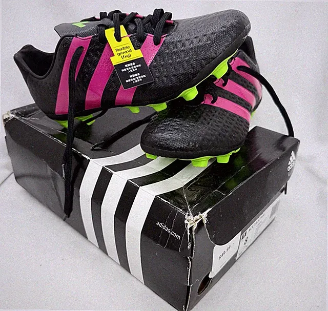 Adidas Black & Pink & Green Sz 8 Soccer Cleats 16.4FxG Flexible Ground