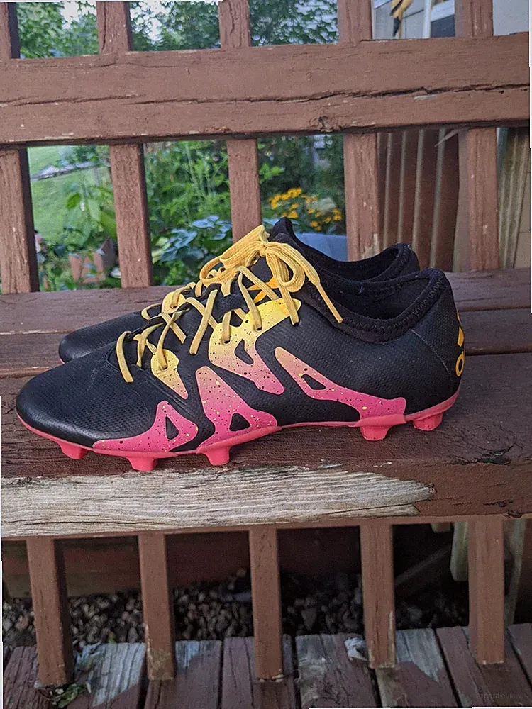 Adidas Black Pink Yellow Soccer Cleats Men's sz 6.5