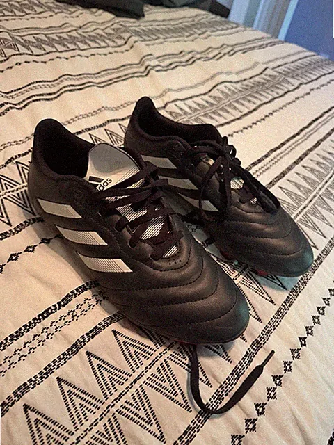 adidas Black White Red Men's Low Top Lace-Up Soccer Cleats Plastic Studded