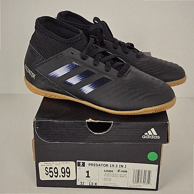 Adidas Boy's Predator 19.3 IN J Indoor Soccer Shoes (Size 1) Black/Gold NWT!