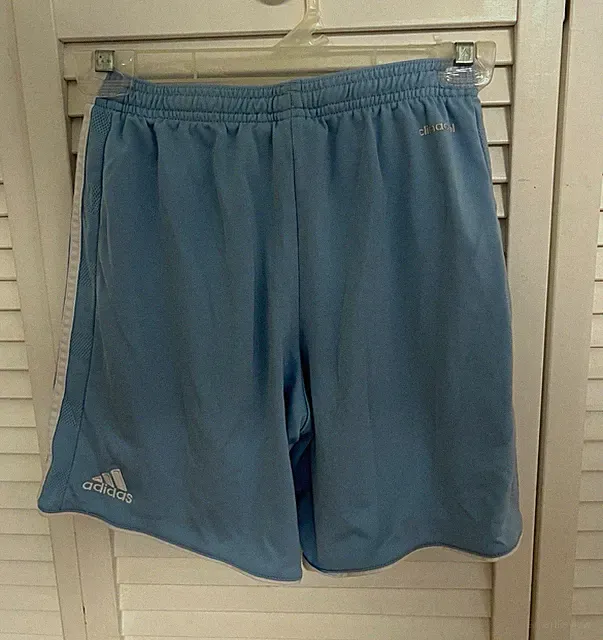 Adidas Boys Kids Climacool Blue Athletic 3-Stripe Shorts Size M