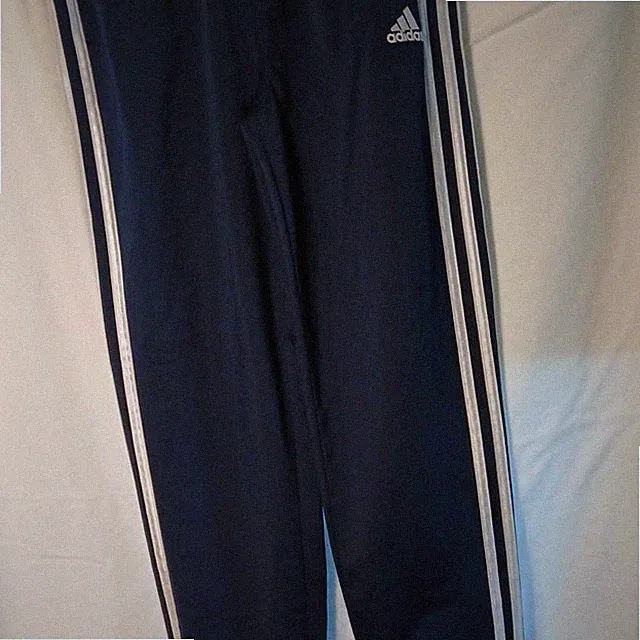 Adidas Boys Navy Blue White Stripe Jersey Jogger Pants Size Large 14/16
