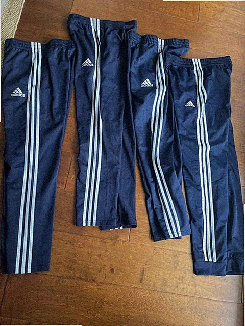 Adidas Boys Pants Lot Of 4 Size 14/16 All Navy Blue And White Soccer