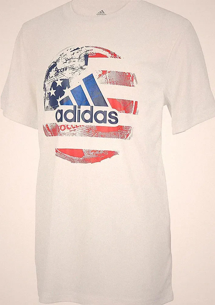Adidas Boys' Soccer Ball Graphic T-Shirt, White, Size Small(8), 9873-1