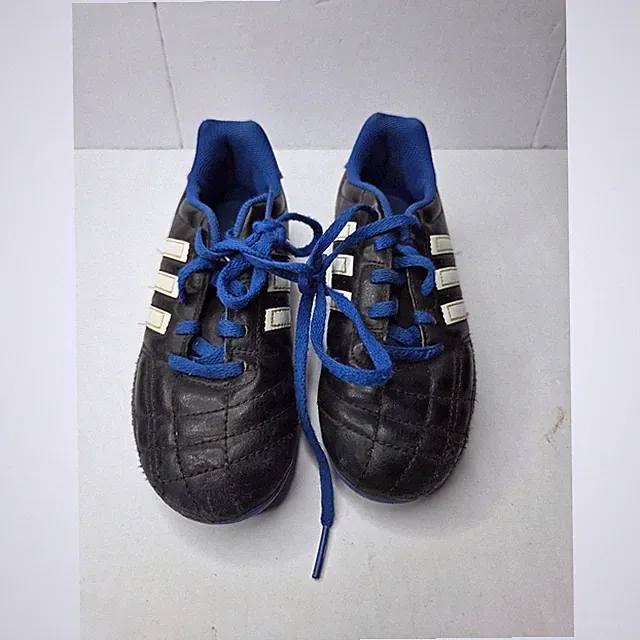 Adidas Boys Soccer Cleats Black White Blue G95949 Size 1 US