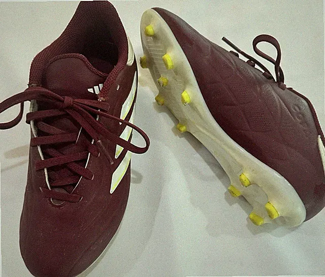adidas Burgundy/White/Yellow Teens Low Top Lace-Up Soccer Cleats Plastic Studs