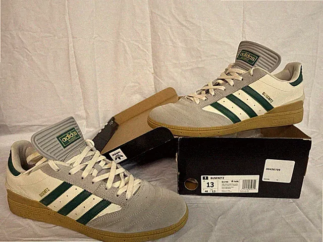 Adidas Busenitz B22769 “Grey / Collegiate Green / Gum” Skate Shoes – Men’s US 13