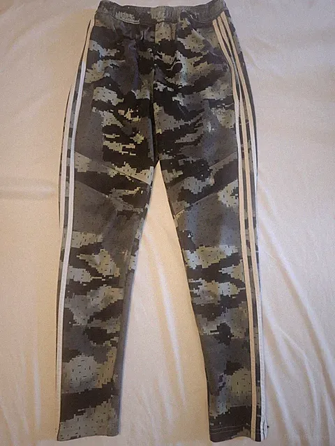 Adidas Camo Track Pants Small Grey Black Digital Camouflage FK4493 Zip Ankle
