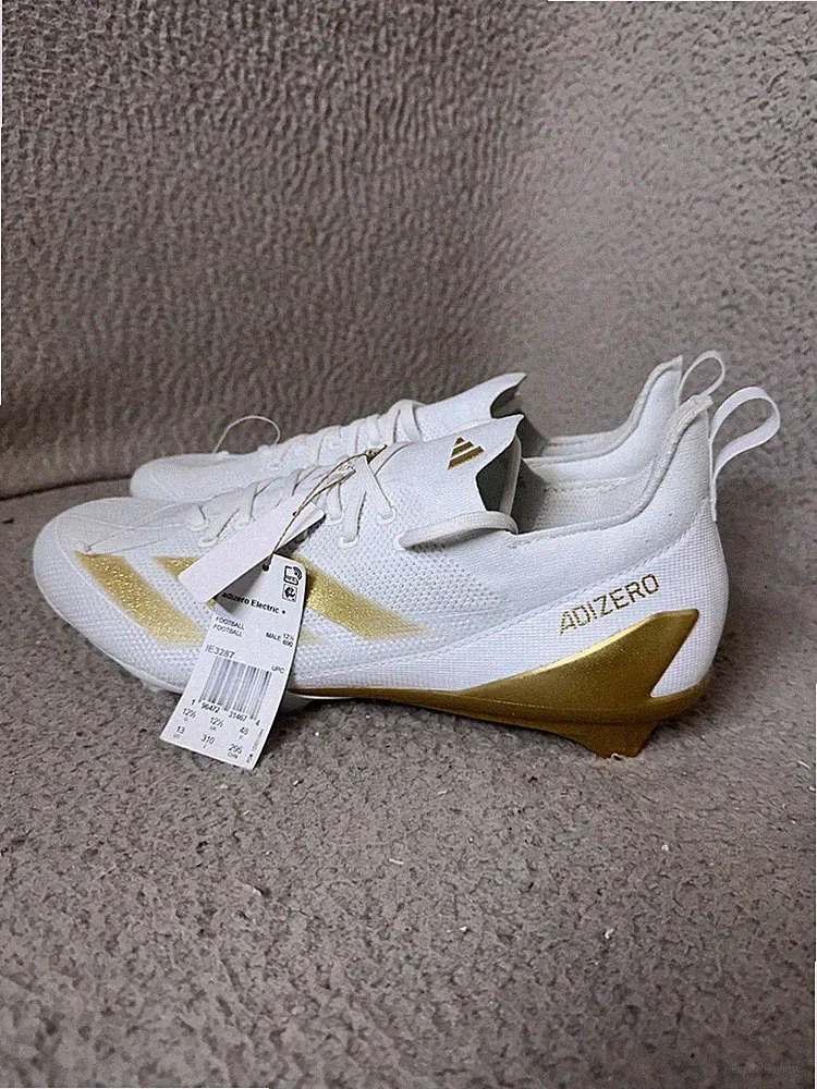 Adidas Cleats Mens Size 13 White Gold Speed Adizero Electric Plus Football