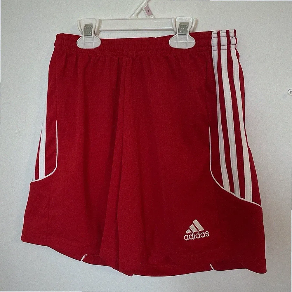 adidas Climalite Red/White Soccer Shorts Size small