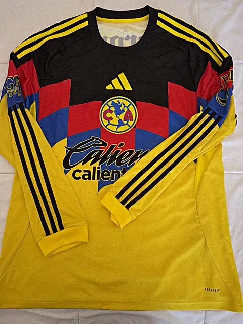 adidas Club América FIDALGO #8 Yellow Long Sleeve Soccer Jersey Men’s L