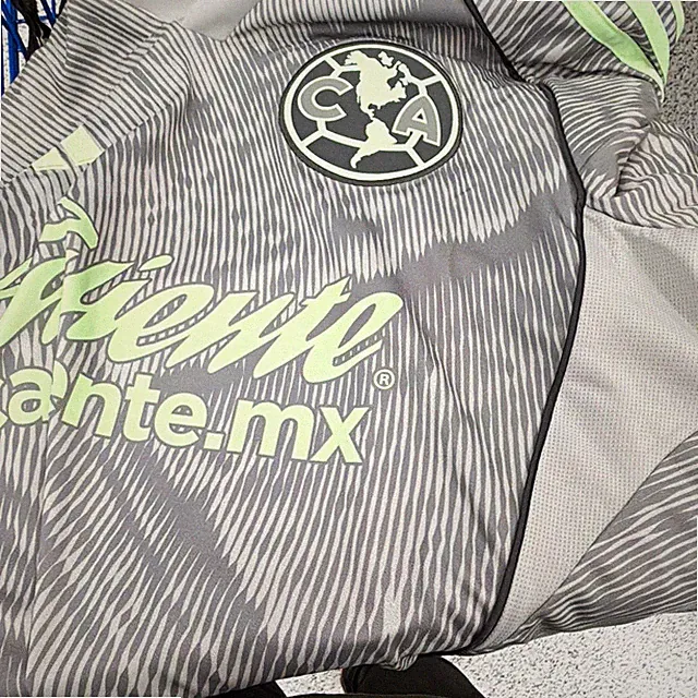 adidas Club América Soccer Jersey Gray/Green "Caliente caliente.mx" Large