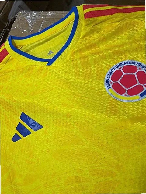 adidas Colombia National Team ClimaCool Yellow Polyester Soccer Jersey M