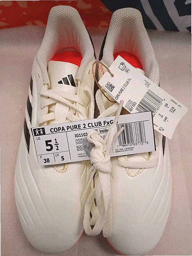 adidas Copa Pure 2 Club Fx Soccer Cleats IG1103 Ivory Beige Sz 5.5 Unisex
