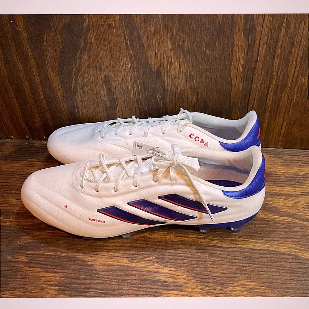 Adidas Copa Pure 2 Elite Knit FG Soccer Cleat White Blue IG6397 Men's Size 12