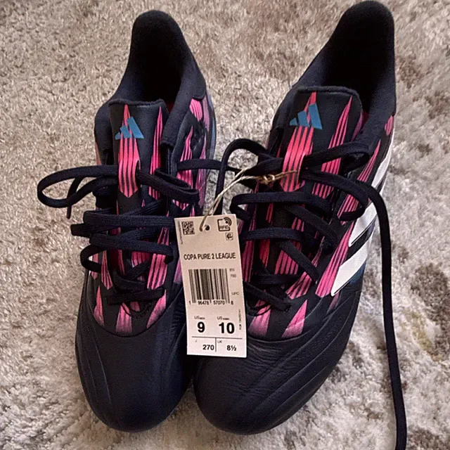 adidas Copa Pure 2 League Men's Soccer Cleats Black Pink Blue Plastic Lace Up