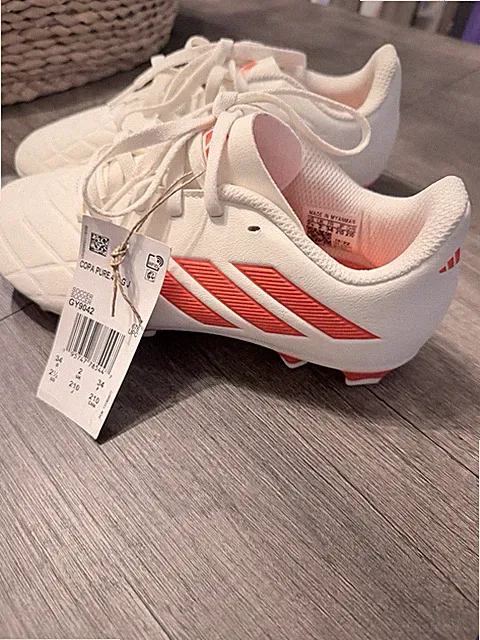 adidas Copa Pure.4 FxG Youth Soccer Cleats White US Size 2.5