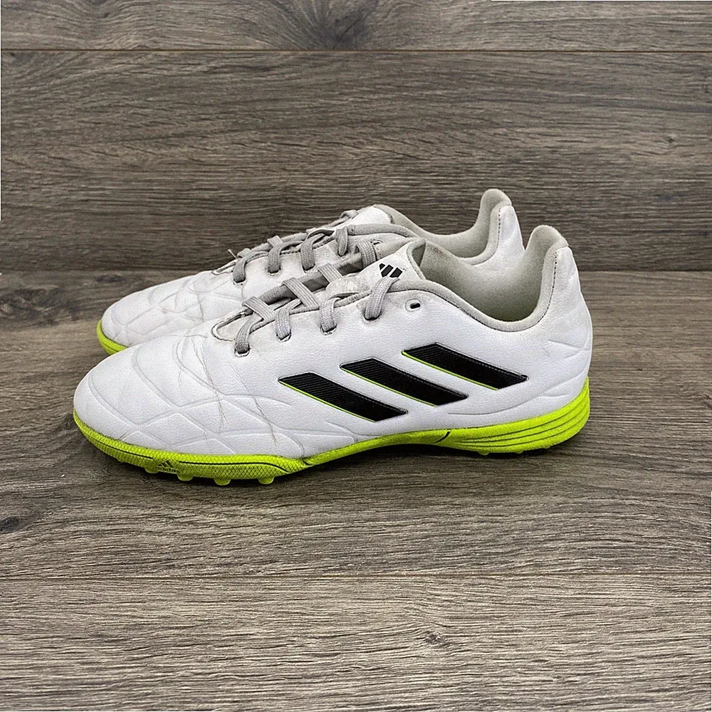 Adidas Copa Pure.4 Turf Soccer Cleats Kids 2.5 White Black Lucid Lemon GZ2543