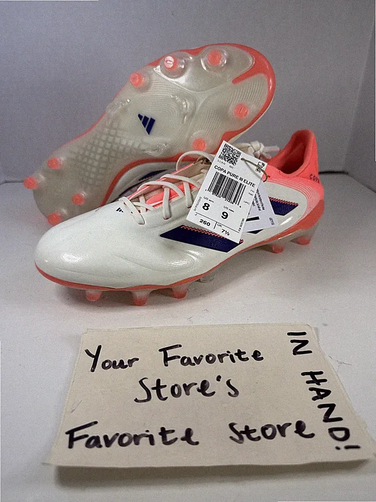 Adidas Copa Pure III Elite FG Soccer Cleats Coral Blaze White JH8728 Mens Size 8