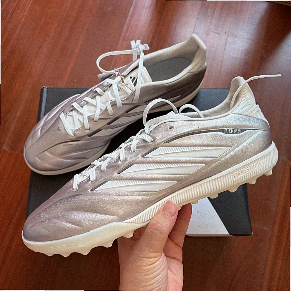 adidas Copa Pure IV Pro TF Mens Turf Soccer Shoes Taupe Metallic JS2559