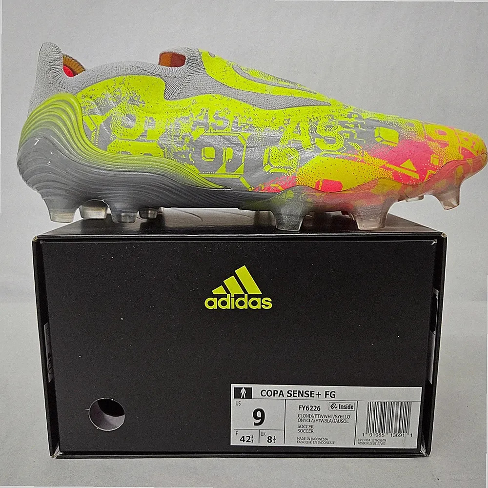 Adidas Copa Sense+ FG Soccer Cleats FY6226 Clear Onix Grey Yellow Men's Size 9