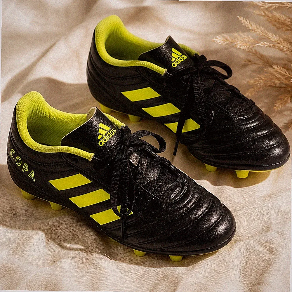 Adidas Copa Soccer Cleats Black/Neon Yellow FG Firm Ground Shoes Classic Leather