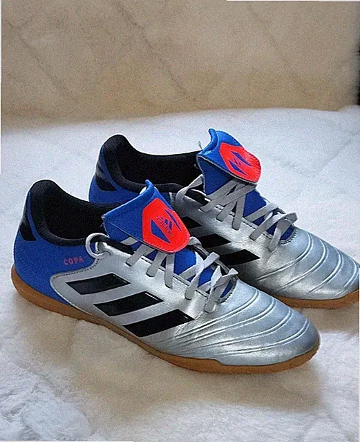 adidas Copa Youth Indoor Soccer Shoes Silver Blue US 7.5 FR 40 for Soccer