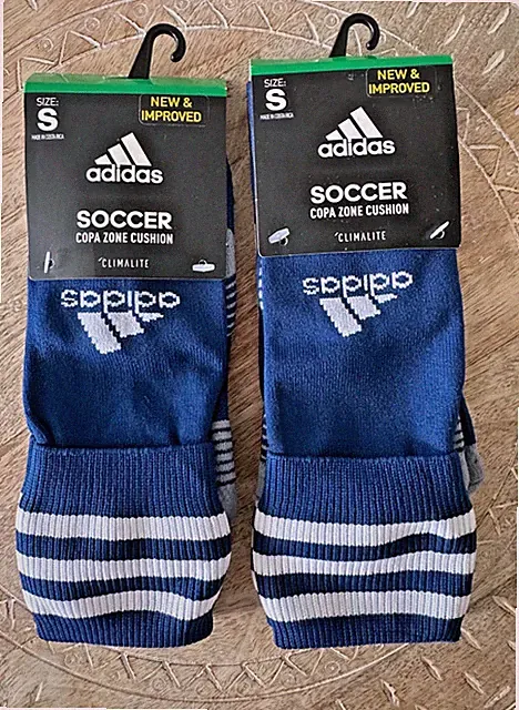 Adidas Copa Zone Soccer Socks 2 Pairs Size Small Royal Blue Youth 13C to 4Y NEW