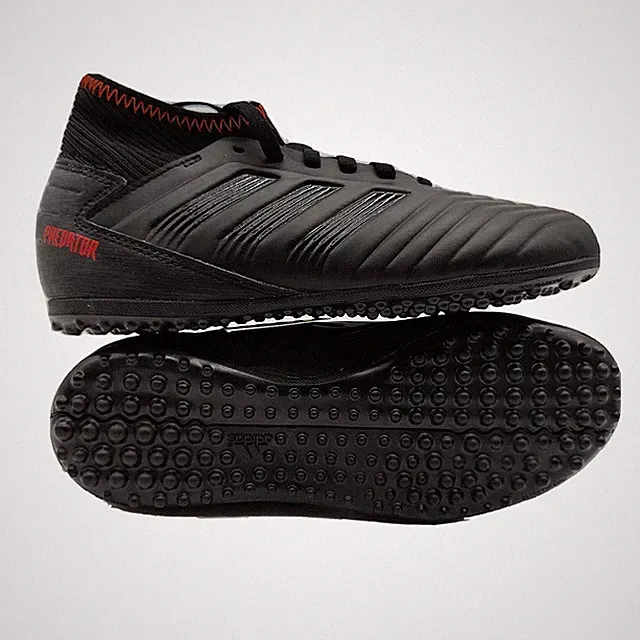adidas D98012 Boys Girls Predator 19.3 TF J Turf Soccer Cleats Size 2 Black/Red
